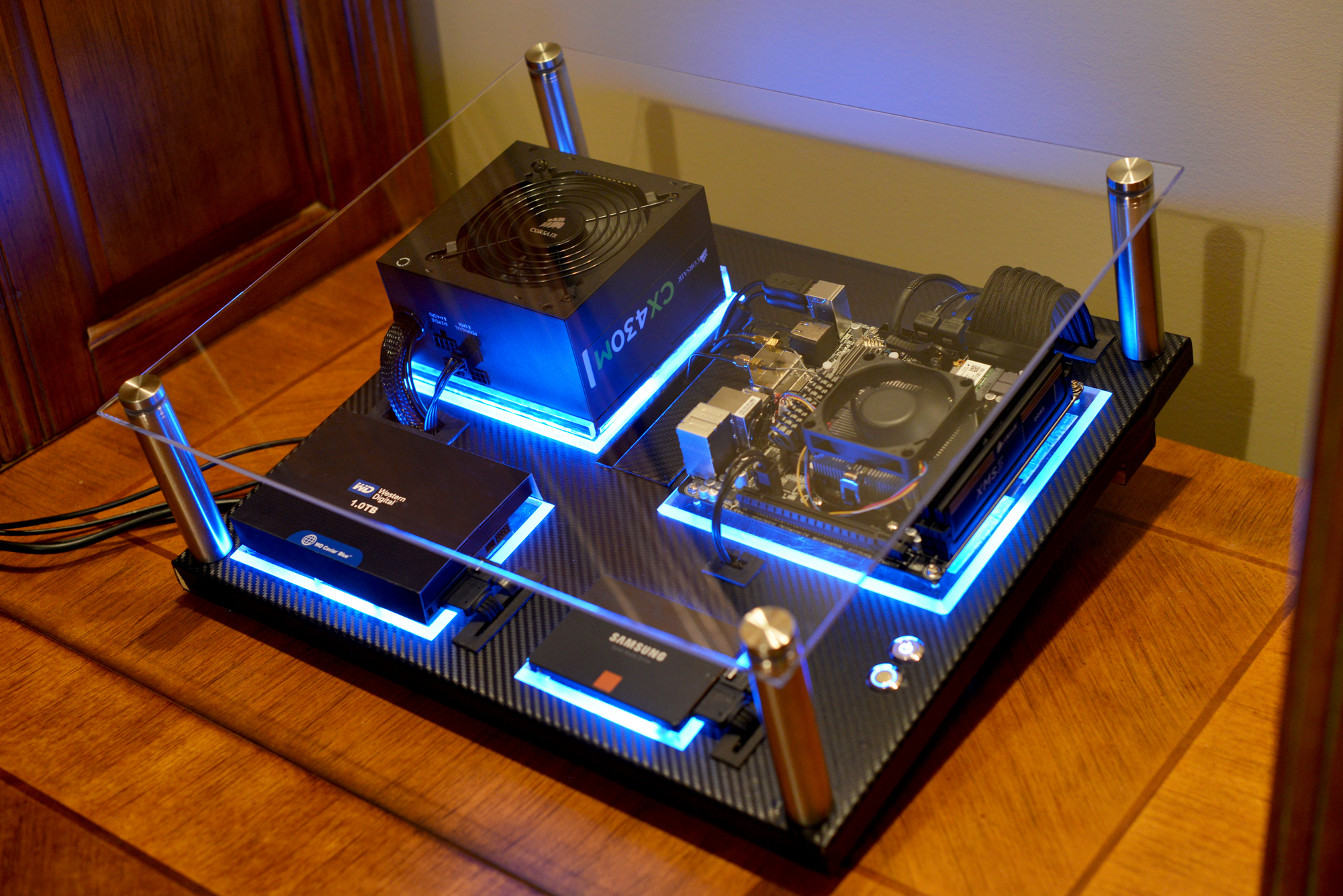 Gallery of an Awesome Wallmounted Custom PC with Beautiful Liquid